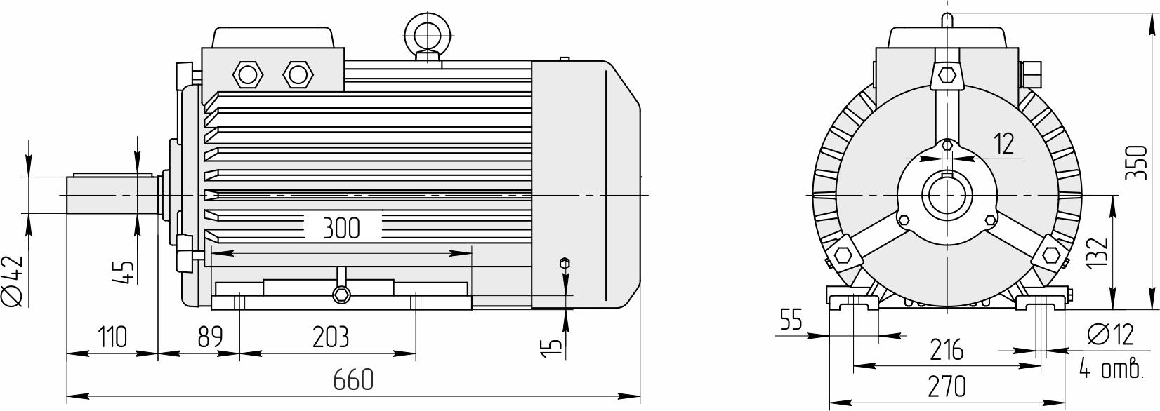 Электродвигатель аир132м4 чертеж